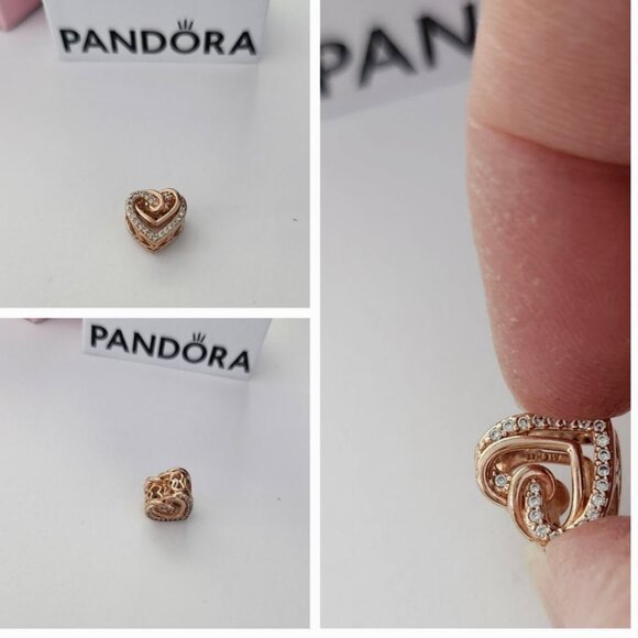 Authentic Pandora Rose gold heart with clear CZ NEW - Picture 1 of 1